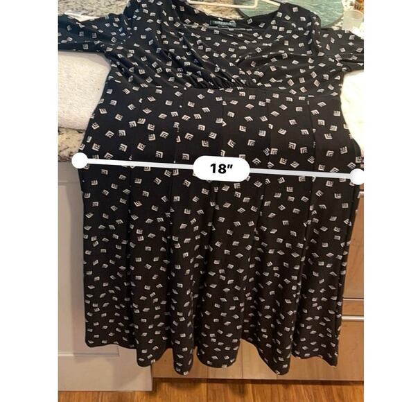 Ralph Lauren Black White Geometric Wrap Bodice Fit & Flare Dress Size 12 Career - Picture 9 of 11